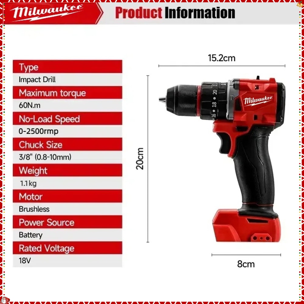 Multifunctional Power Tools, Cordless Electric Drill, Brushless Impact Drill for Efficient Drilling and Driving