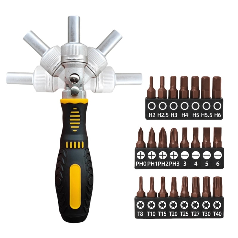 Labor-Saving Ratchet Two-Way Screwdriver Set, Cross One-Word Screwdriver Bit Kit for Home Use