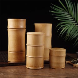 eco-friendly bamboo tea canister, food storage box, nut & spice storage box, kitchen containers organizer