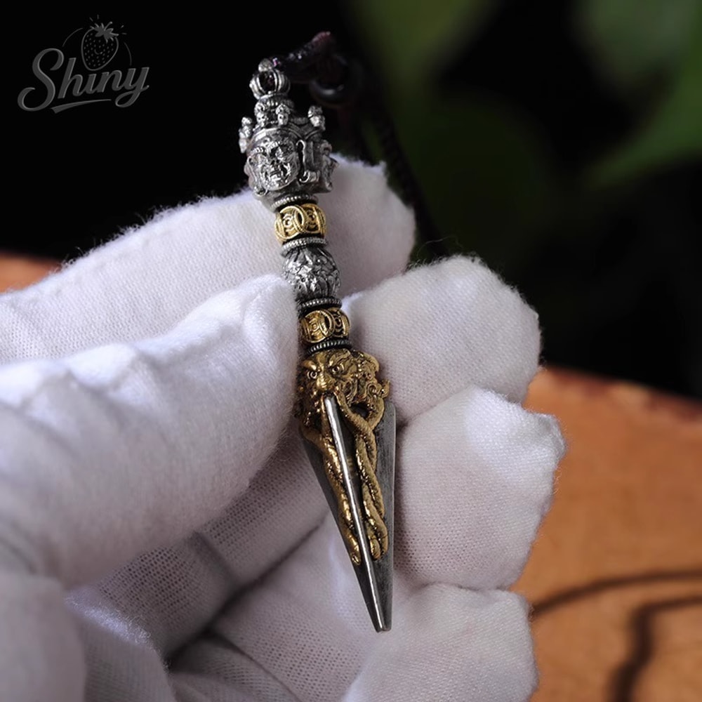 Tibetan Brass Copper Vajra Necklace, Nepal Buddhist Accessories Gift