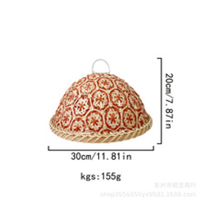 Eco-Friendly Handwoven Rattan Food Cover with Lid, Insect-Proof Table Protector for Fruits, Bread, Storage Dome