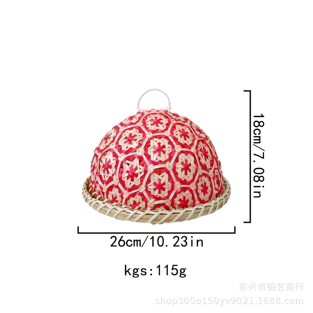 Eco-Friendly Handwoven Rattan Food Cover with Lid, Insect-Proof Table Protector for Fruits, Bread, Storage Dome