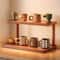 Versatile Wooden Storage Rack, Decorative Handles Countertop Organizer for Kitchen & Tea Room, Perfect for Spices