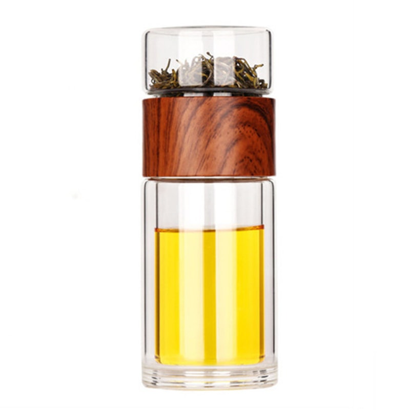Eco-Friendly Double Glass Water Bottle, Tea Infuser Tumbler with Case, High Quality Drinkware