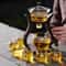 Magnetic Flow Semi-Automatic Glass Teapot Set, Lazy Kung Fu Drip Heat Resistant Tea Set Gift