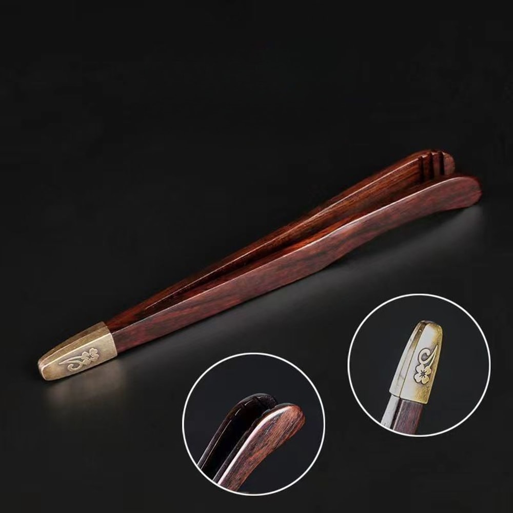 Wooden Tweezer Tea Clip, Sandalwood Anti Drop Tea Tweezers, Non-Slip Sawtooth KungFu Tea Set Accessory
