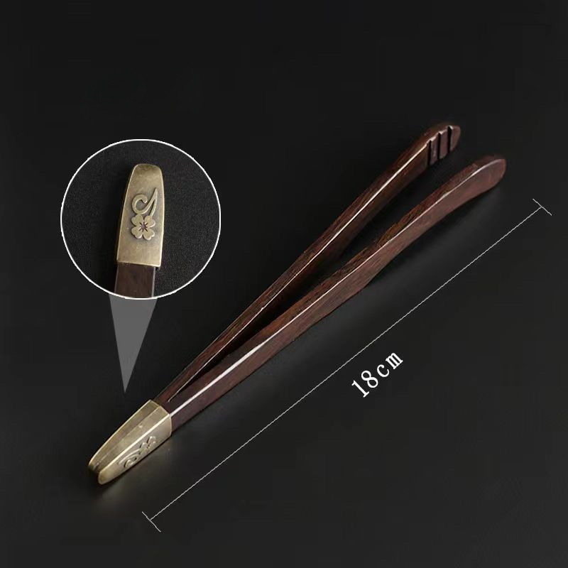 Wooden Tweezer Tea Clip, Sandalwood Anti Drop Tea Tweezers, Non-Slip Sawtooth KungFu Tea Set Accessory
