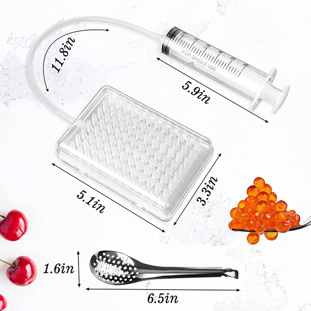 Spherification Dropper, Caviar Maker Box, Molecular Gastronom Hole Roe Sauce Dispenser