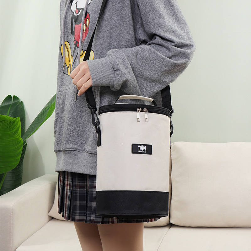 Round Tote Lunch Bag with Aluminum Foil, Thermal Insulation, Circular Oxford Meal Bag, Outdoor Ice Box for Office Use