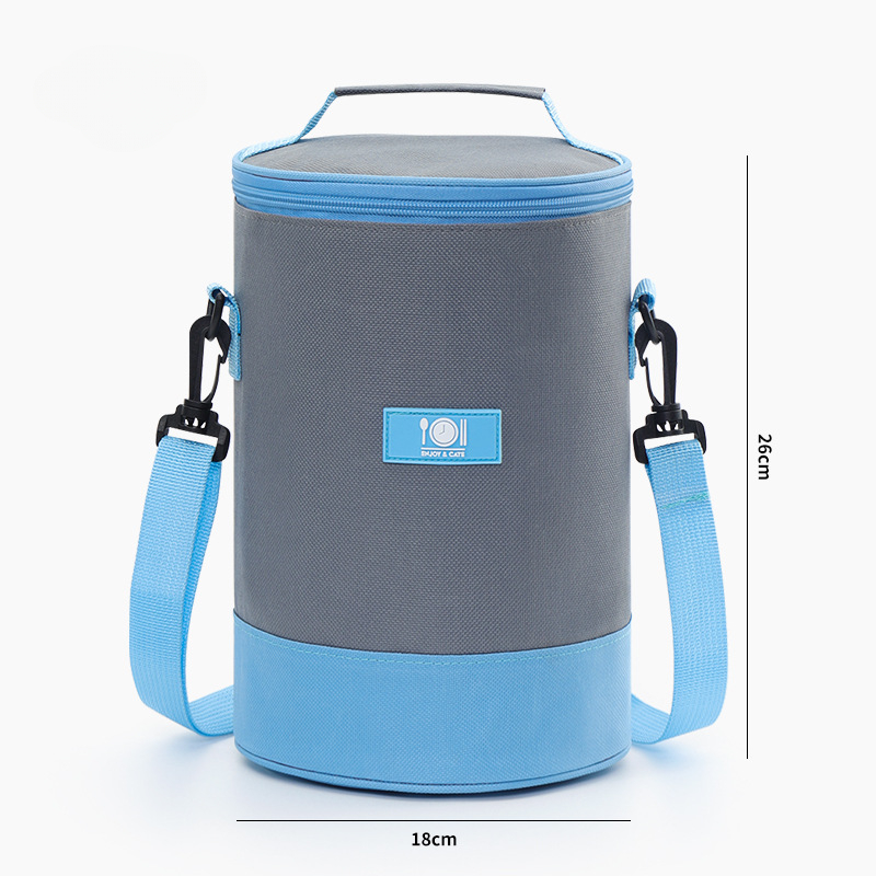 Round Tote Lunch Bag with Aluminum Foil, Thermal Insulation, Circular Oxford Meal Bag, Outdoor Ice Box for Office Use