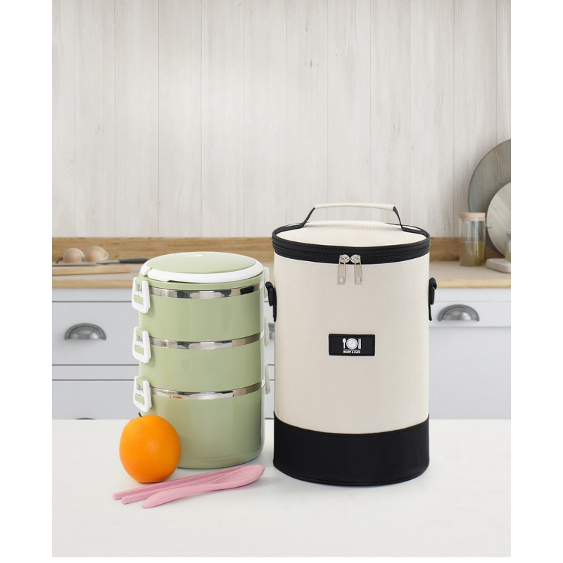 Round Tote Lunch Bag with Aluminum Foil, Thermal Insulation, Circular Oxford Meal Bag, Outdoor Ice Box for Office Use