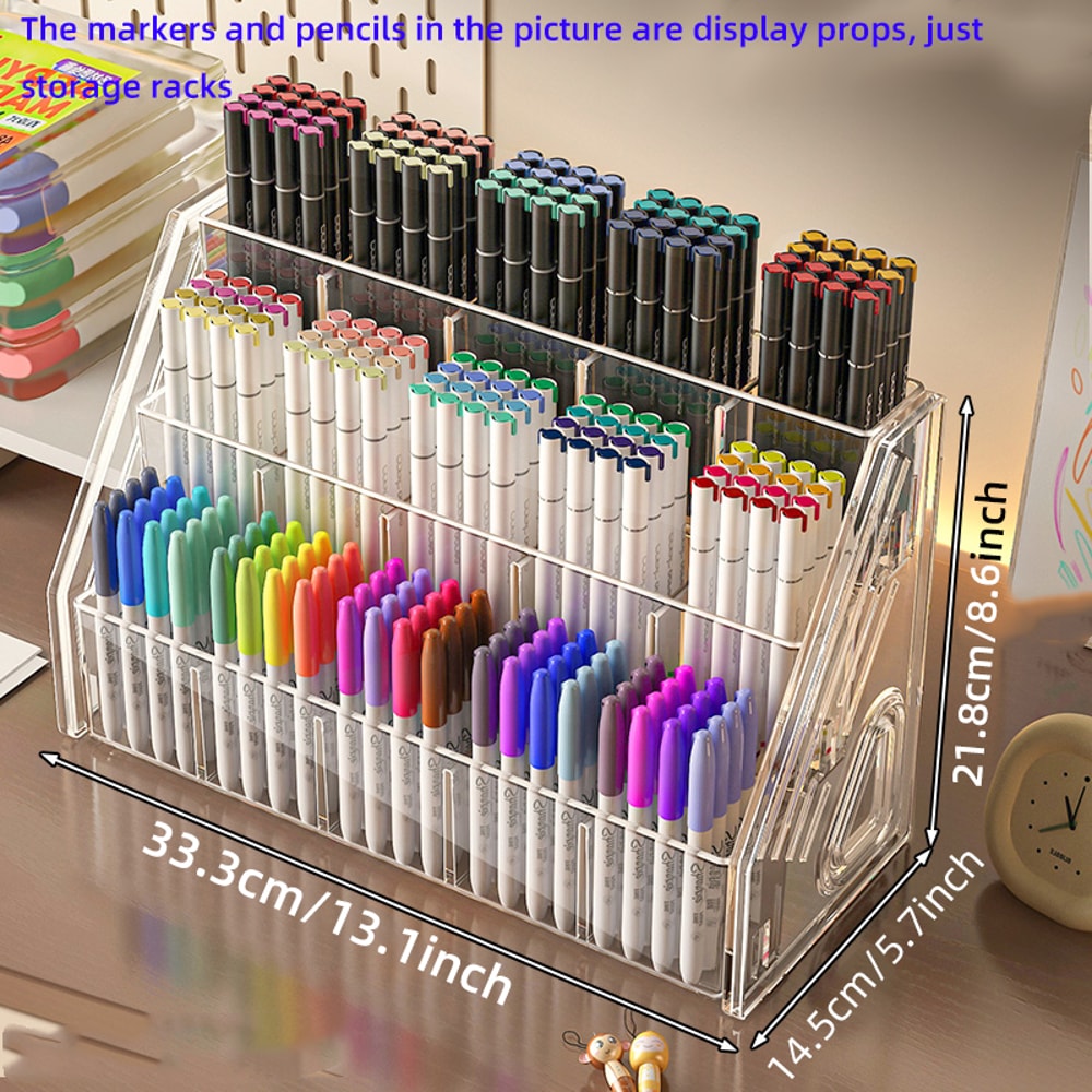 Large Capacity Acrylic Storage Rack Watercolor Pencil Organizer Desktop Marker Pen Storage Box With 2
