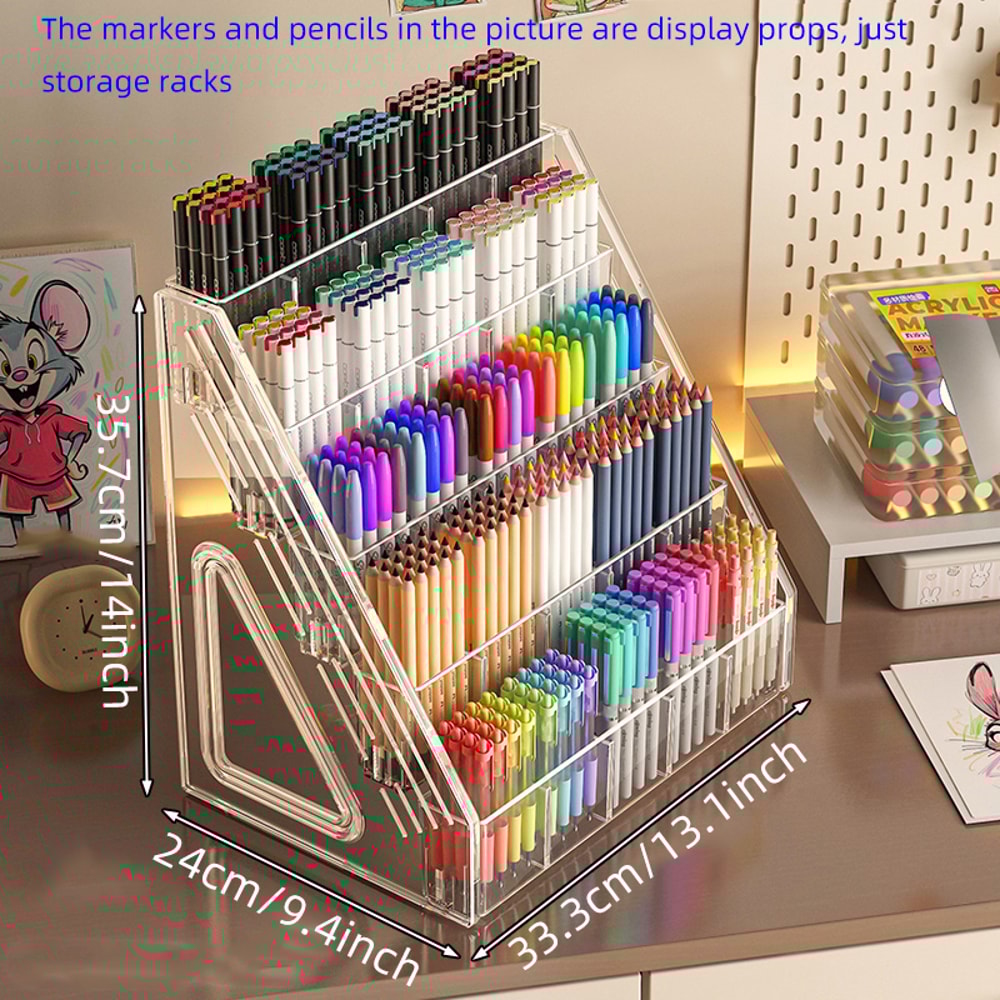 Large Capacity Acrylic Storage Rack Watercolor Pencil Organizer Desktop Marker Pen Storage Box With 4