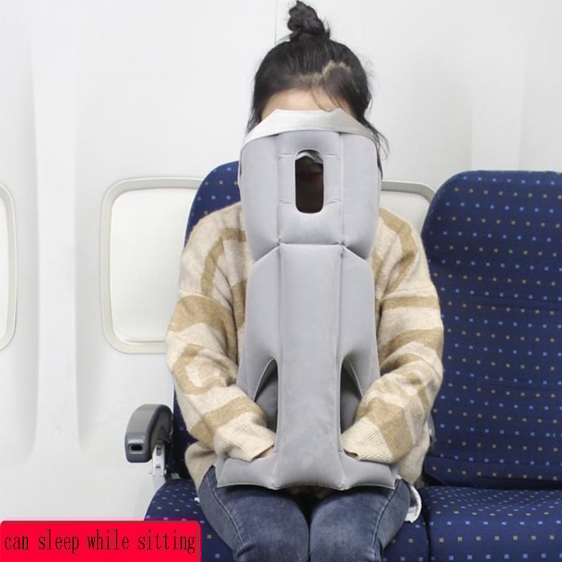 Portable Travel Artifact, Inflatable U-Shaped Neck Pillow for Long Distance Flights & Trains
