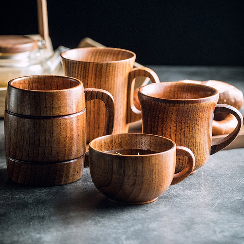 Wooden Cups Handmade Jujube Wood Handle Coffee Milk Tea Mug Natural Bar Drinkware 3