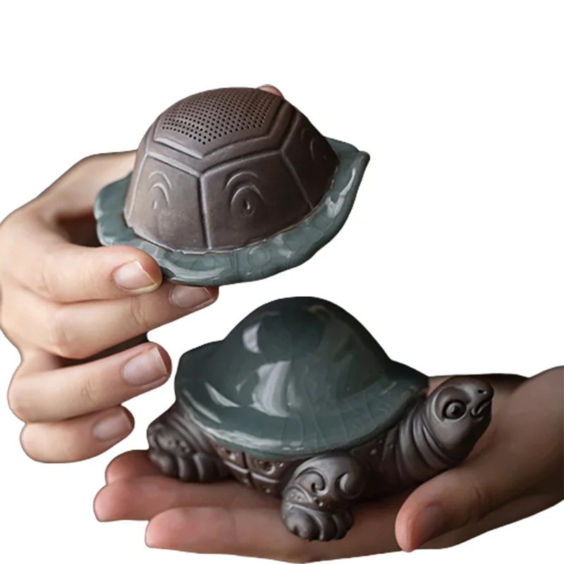Cute Animal Statues, Ceramic Turtle Tea Set Filter, Chinese Kung Fu Tea Set for Decoration