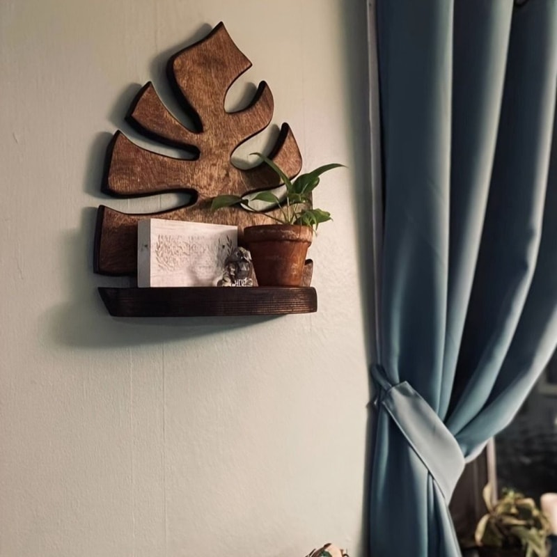 Wooden Wall Decoration Crafts, Creative Wall Mounted Storage Rack, Modern Retro Plant Wall Hanging for Home Indoor Use
