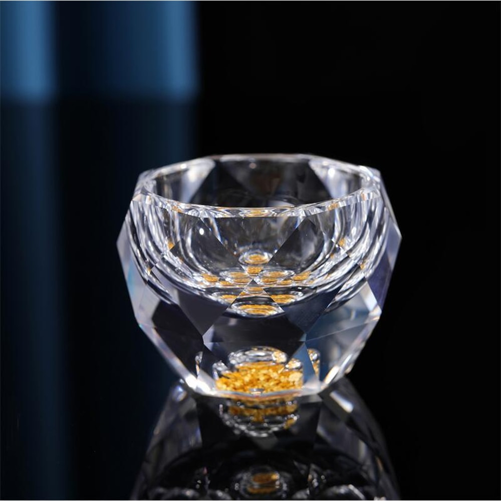 Double Bottom Glass Tea Cup Luxury Crystal Vodka Shot Glass Sake Teacup Bar Glass With Gold Foil 6