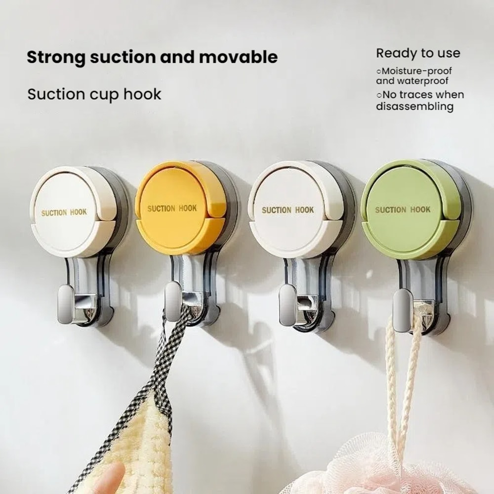 Strong Vacuum Power Suction Hooks, Traceless Adhesive No-Drilling Hooks for Bathroom, Kitchen, and Toilet Areas
