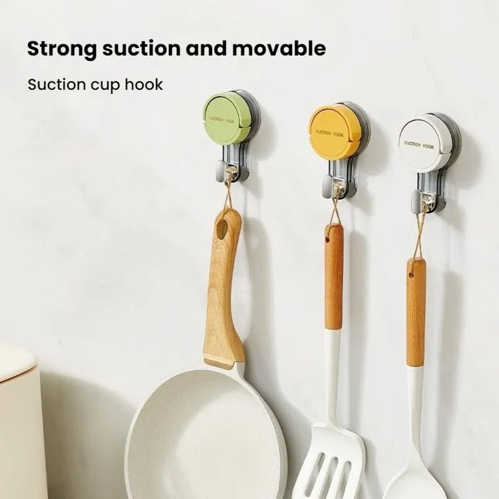 Strong Vacuum Power Suction Hooks, Traceless Adhesive No-Drilling Hooks for Bathroom, Kitchen, and Toilet Areas