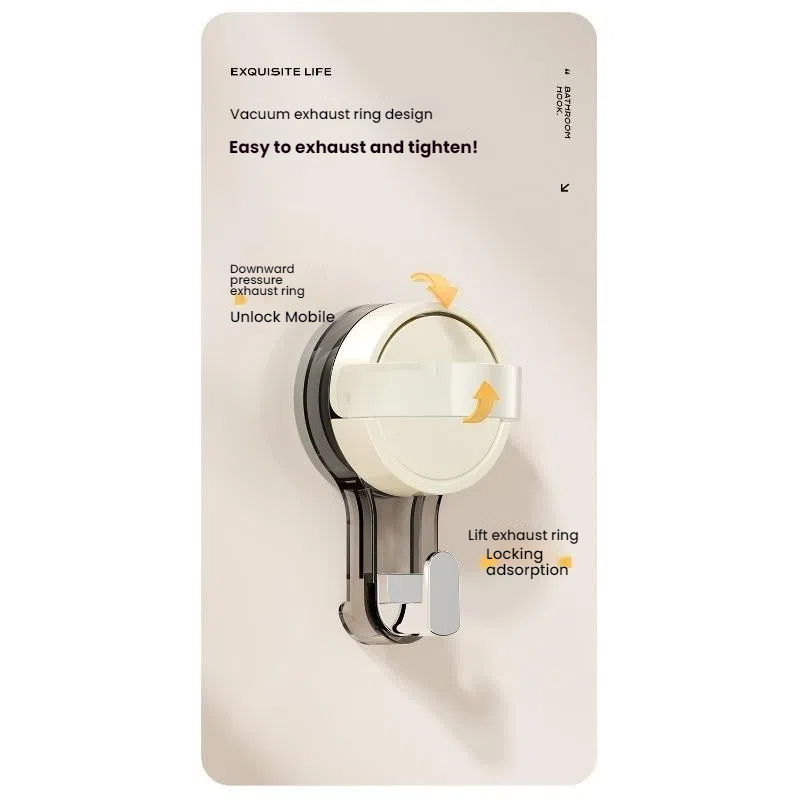 Strong Vacuum Power Suction Hooks, Traceless Adhesive No-Drilling Hooks for Bathroom, Kitchen, and Toilet Areas