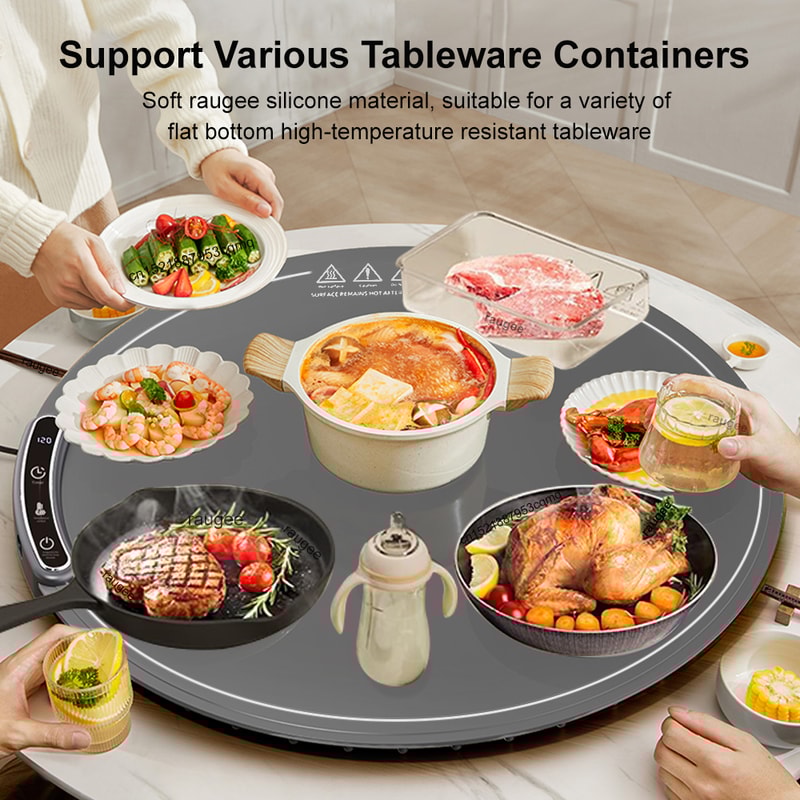 Portable Electric Food Warming Mat Silicone Round Tray With Fast Heating Temperature Control 4