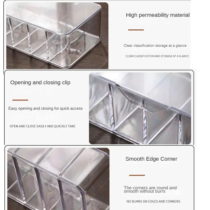 Data Cable Storage Box Household Charger Organizer Transparent Plastic Cable Box With Divided Compa 5