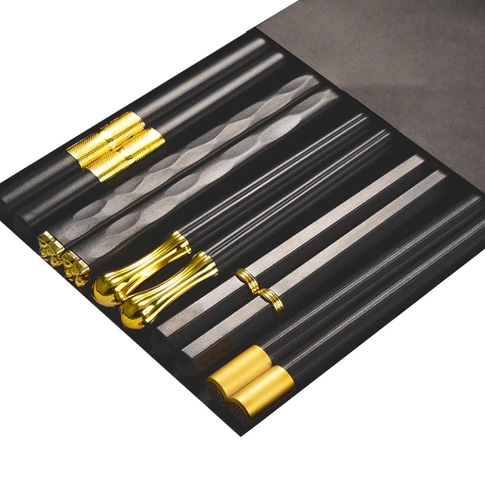 Alloy Chopsticks Black Sushi Sticks For Food Noodles Kitchen Tableware 6