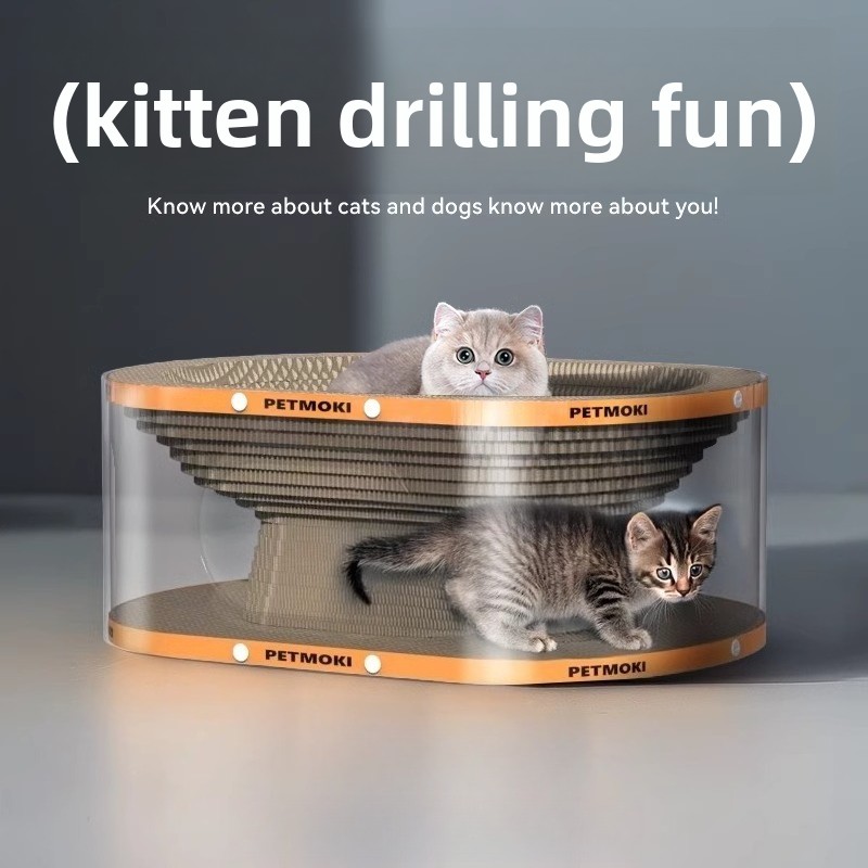 Cat Bed, Scratching Pad & Burrowing Tunnel Toy for Cats