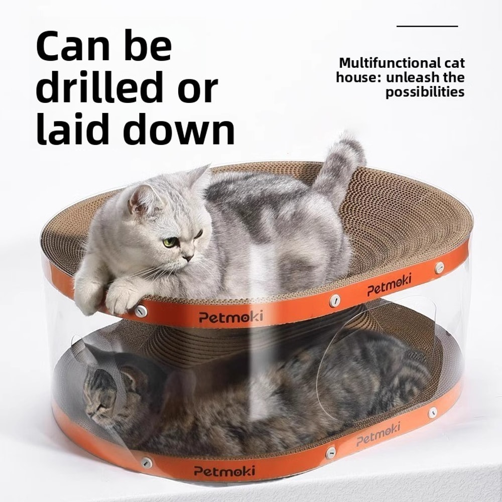 Cat Bed, Scratching Pad & Burrowing Tunnel Toy for Cats