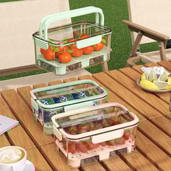sealed storage box for fruit, portable handheld food preservation box, kitchen organizer for picnic, camping lunch box