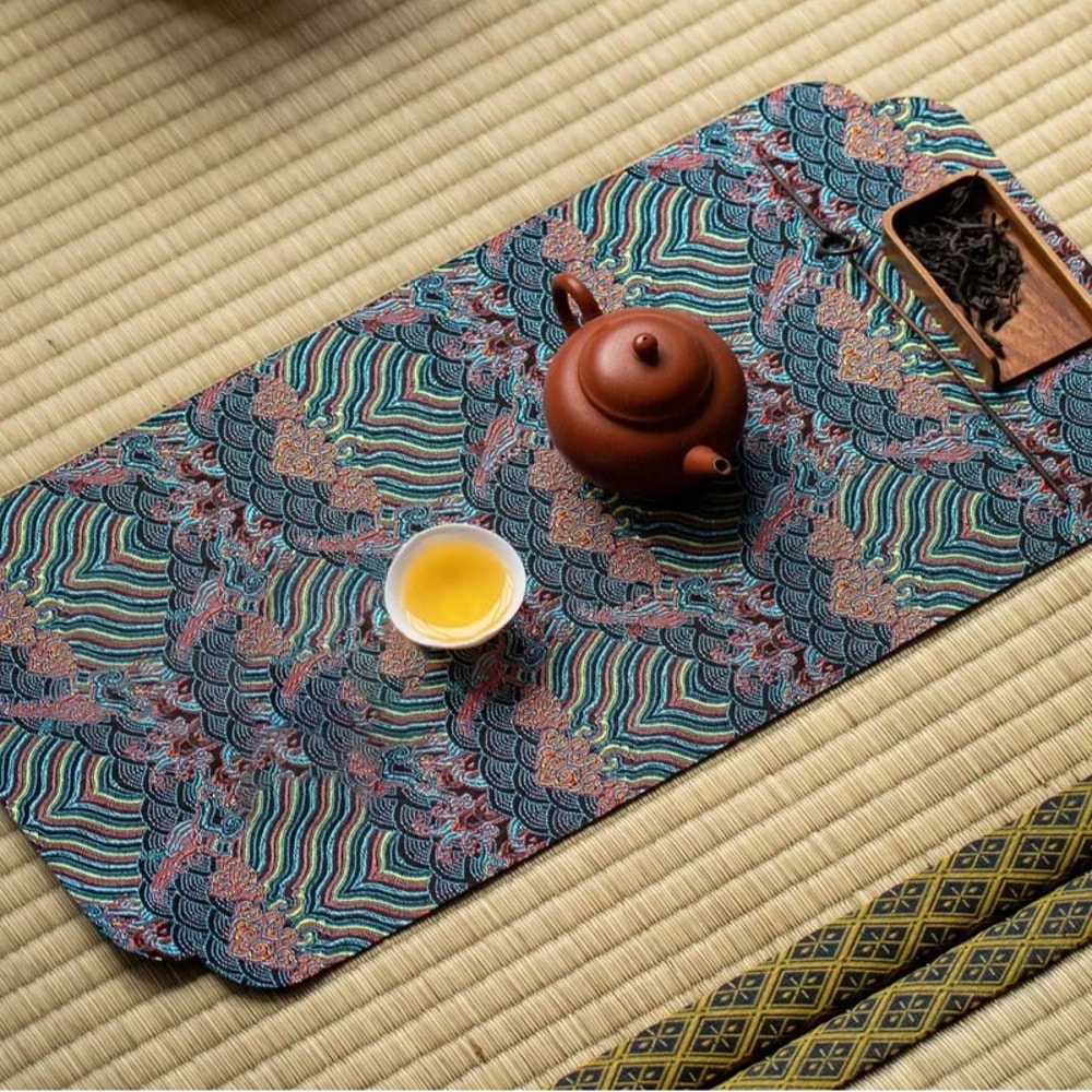 Luxury Double-Sided Brocade Tea Table Mat, Nordic Style Antiskid Tabletop Pad for Restaurant, Upholstery