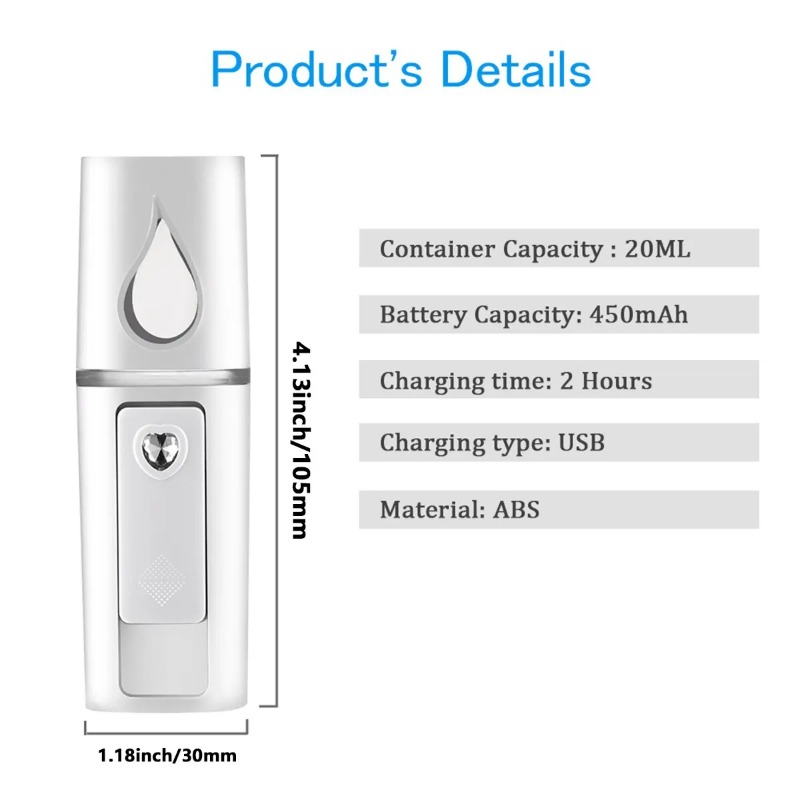 Rechargeable Facial Steamer, Portable Facial Nano Mist Sprayer, Handy Face Moisturizing Skin Care Machine