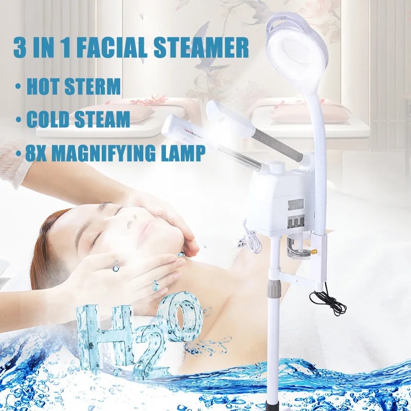 Upgrade Humidifier with LED Magnifying Lamp, Nano Ionic Steam Vaporizer for Beauty Spa