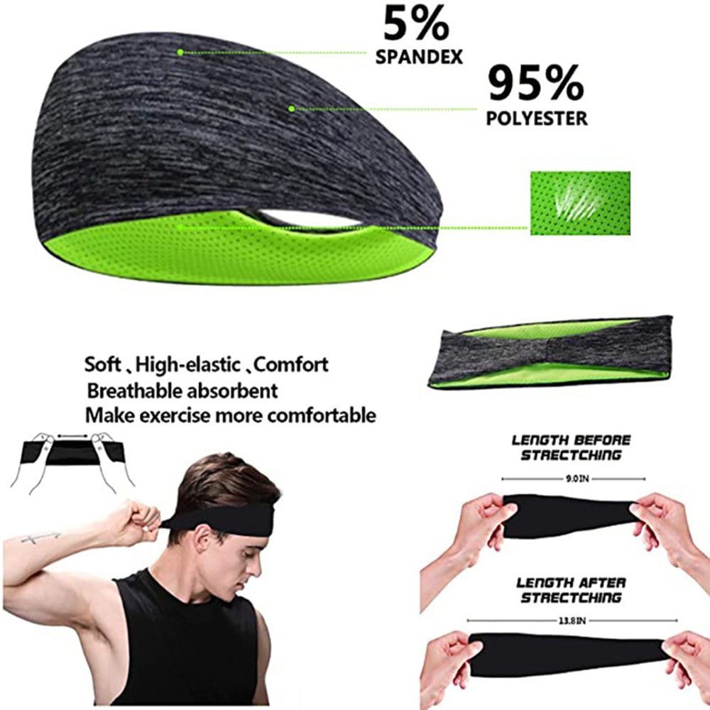 Elastic Sweatband For Men Women Sport Hairbands Head Band Yoga Headwear Headwrap For Sports Workout 1