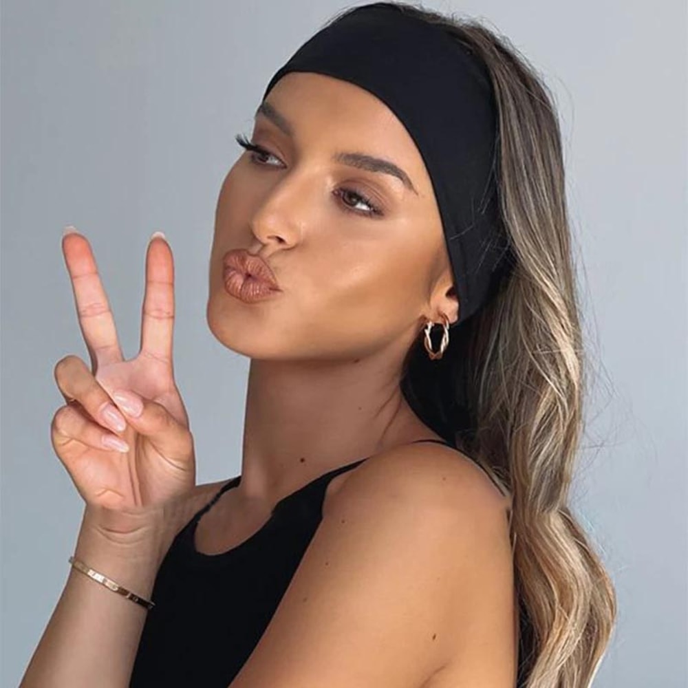 Women Headband Turban Solid Color Elastic Hair Bands Fashion Yoga Hairband Vintage Headwrap Makeup 3
