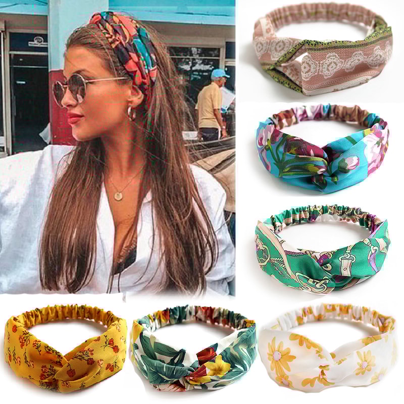 Bohemian Hair Bands For Women And Girls Vintage Print Headbands Cross Turban Hair Accessories 0