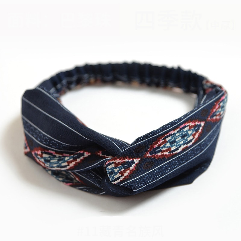 Bohemian Hair Bands For Women And Girls Vintage Print Headbands Cross Turban Hair Accessories 15