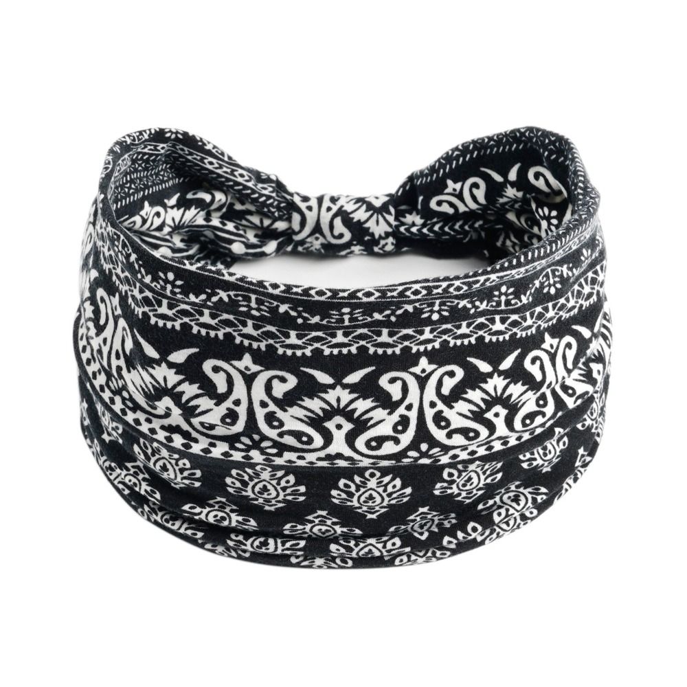 New Vintage Elastic Knot Turban Bohemia Print Wide Headbands Soft Headwrap For Women Girls Yoga Ban 8