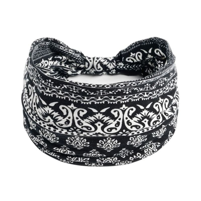 New Vintage Elastic Knot Turban Bohemia Print Wide Headbands Soft Headwrap For Women Girls Yoga Ban 8