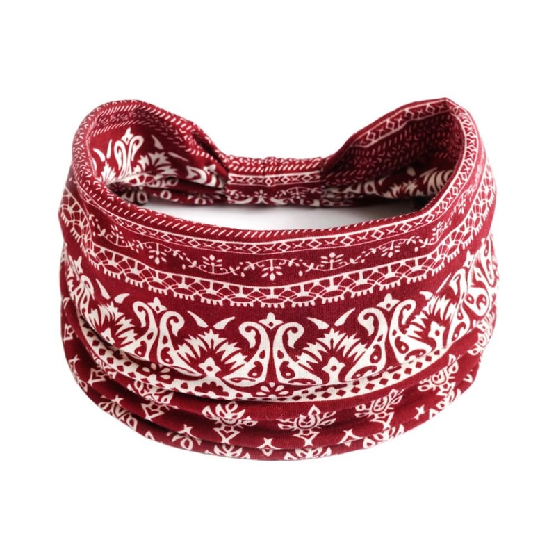 New Vintage Elastic Knot Turban Bohemia Print Wide Headbands Soft Headwrap For Women Girls Yoga Ban 9