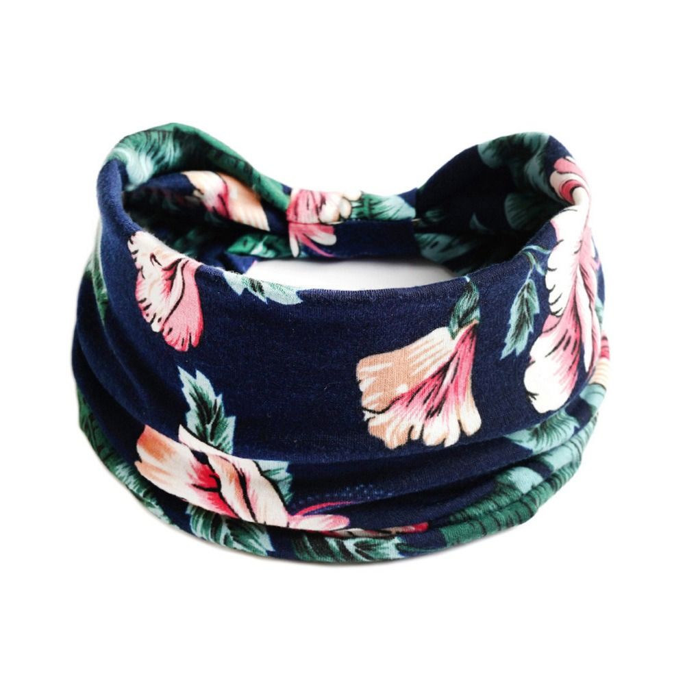 New Vintage Elastic Knot Turban Bohemia Print Wide Headbands Soft Headwrap For Women Girls Yoga Ban 12