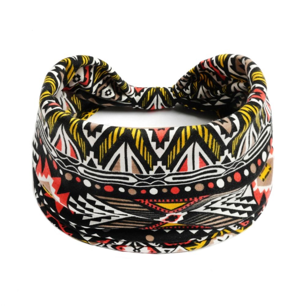 New Vintage Elastic Knot Turban Bohemia Print Wide Headbands Soft Headwrap For Women Girls Yoga Ban 29