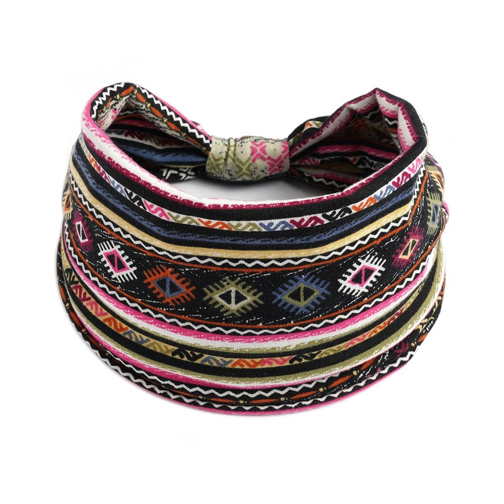 New Vintage Elastic Knot Turban Bohemia Print Wide Headbands Soft Headwrap For Women Girls Yoga Ban 32