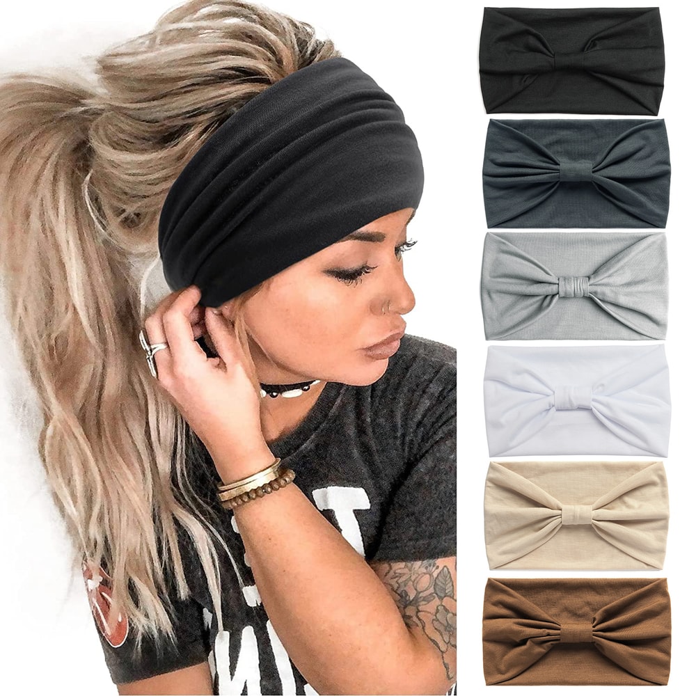 Stylish Wide Headbands For Women Cotton Boho Hair Wraps Yoga Sport Turban Non Slip Bandana Accessor 1