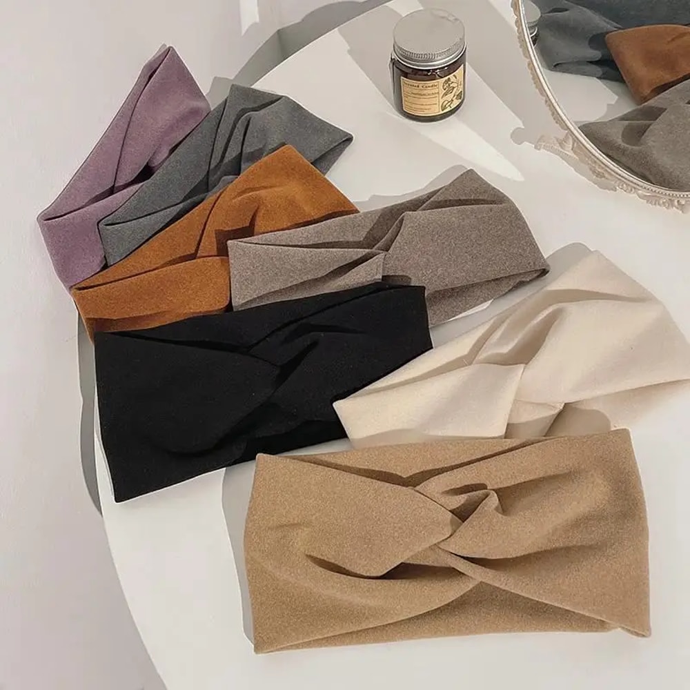 Women Girl Cross Stretch Fabric Headband Headpiece, Fashion Autumn Winter Wide Edge Turban Hair Accessories