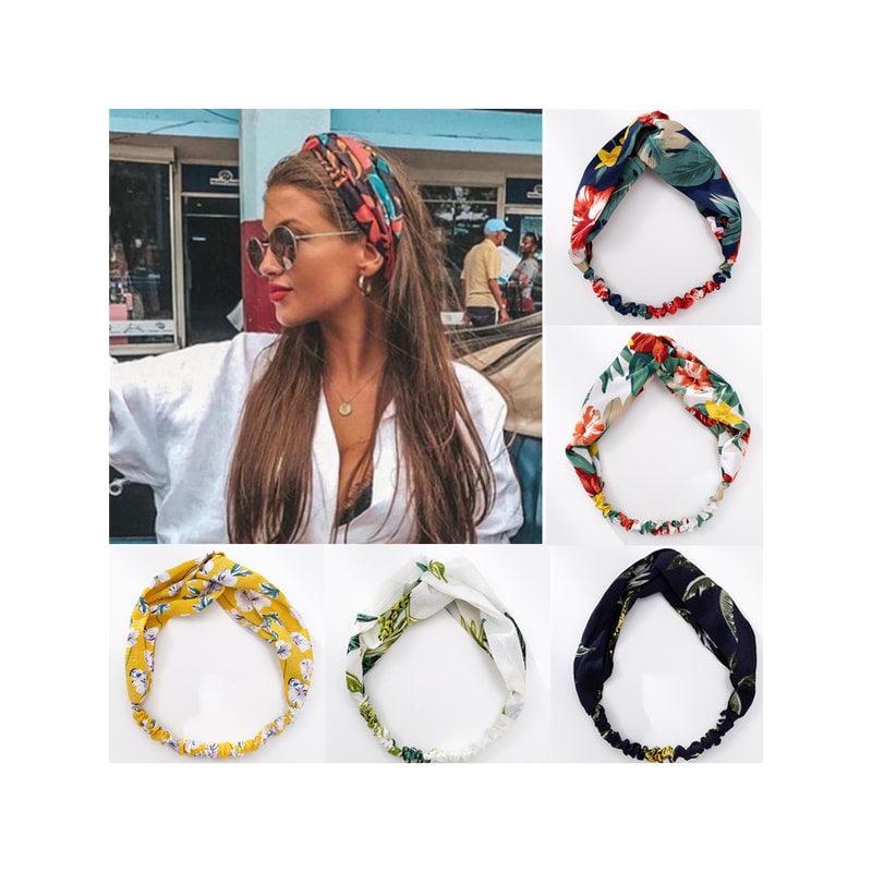 Bohemian Hair Bands For Women Girls Print Headbands Retro Cross Turban Bandanas Headwrap 0