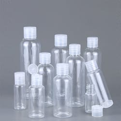 vial flip top cosmetic container, bottle clear plastic pet for skincare samples and refillable use