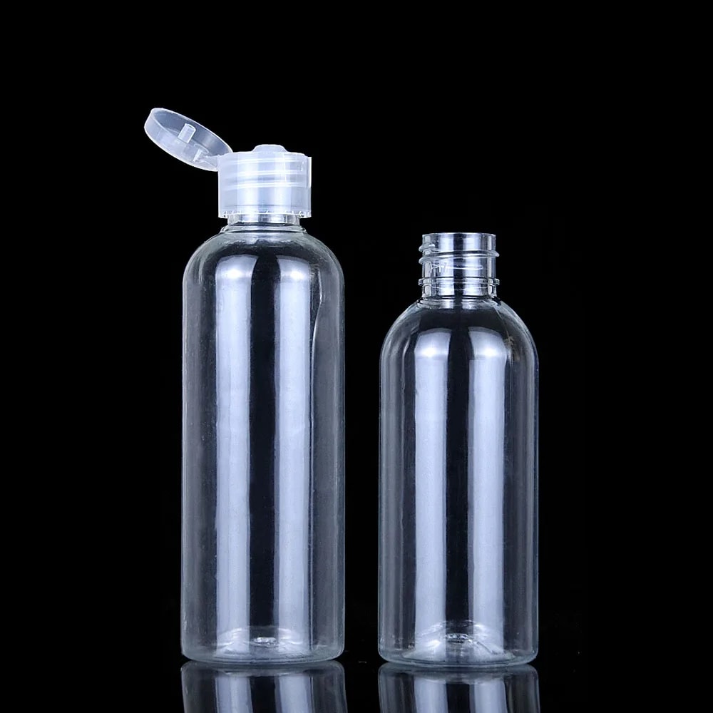 Vial Flip Top Cosmetic Container, Bottle Clear Plastic PET for Skincare Samples and Refillable Use