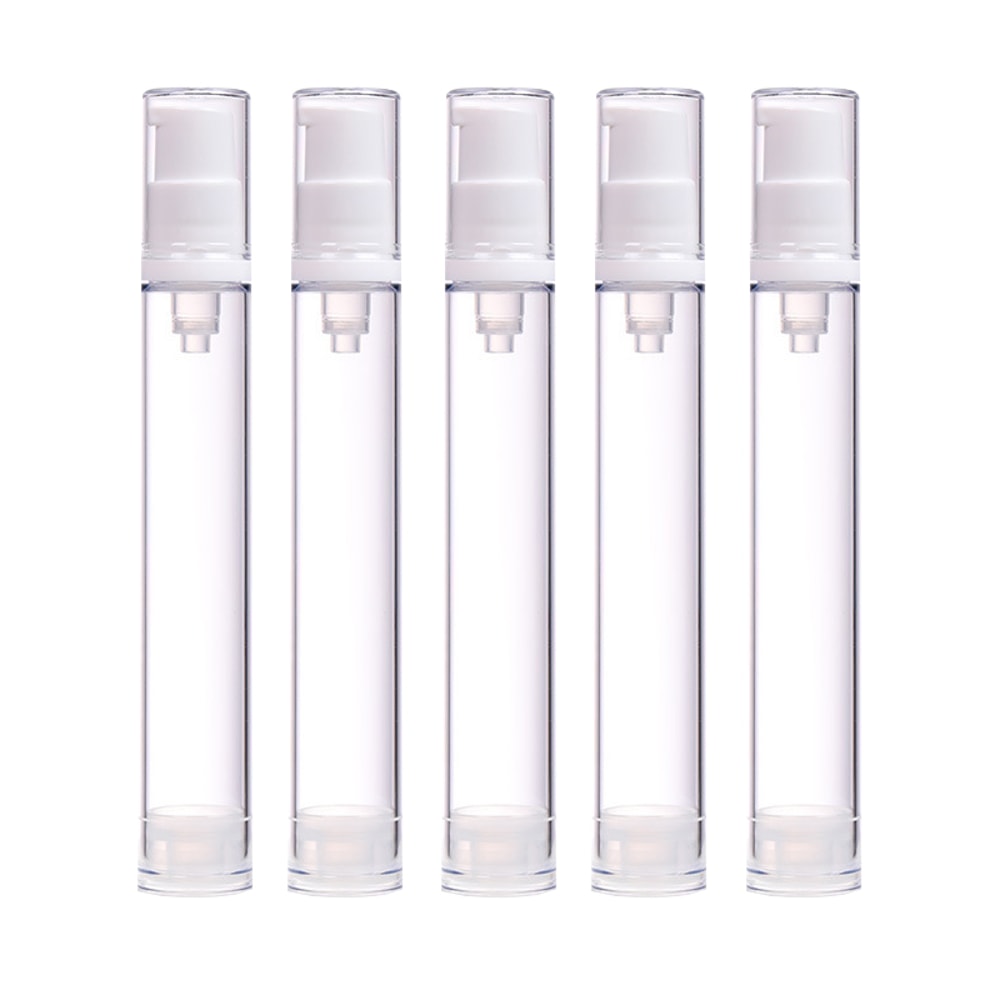 Airless Pump Press Containers, Empty Plastic Vacuum Lotion Bottles for Cosmetics Skincare Travel Dispenser